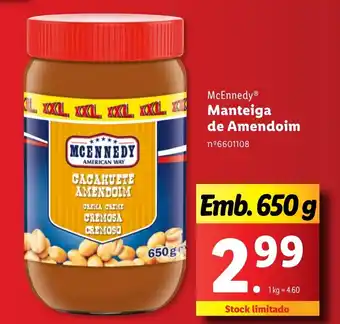 Lidl McEnnedy Manteiga de Amendoim Emb. 650 g promoção