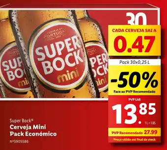 Lidl Super Bock Cerveja Mini Pack Económico Pack 30x0,25 L promoção