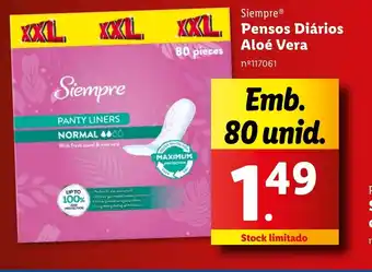 Lidl Siempre Pensos Diários Aloé Vera Emb. 80 unid. promoção