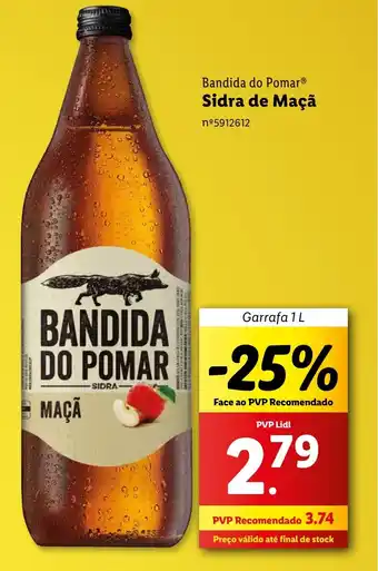 Lidl Bandida do Pomar Sidra de Maçã Garrafa 1L promoção