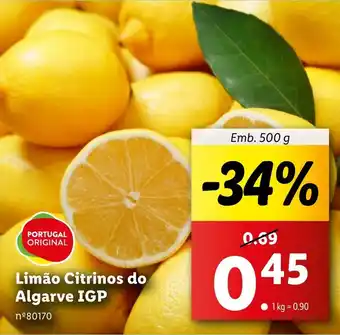 Lidl Limão Citrinos do Algarve IGP Emb. 500 g promoção