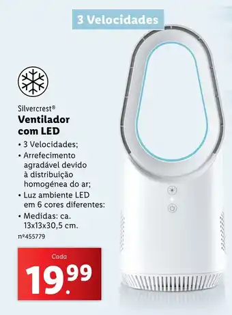 Lidl Silvercrest Ventilador com LED promoção