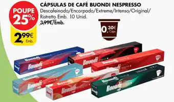 Pingo Doce CÁPSULAS DE CAFÉ BUONDI NESPRESSO promoção