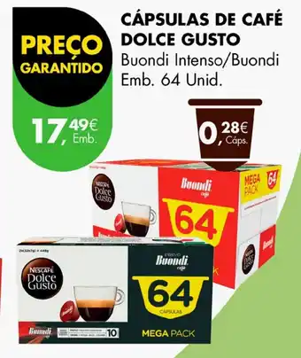 Pingo Doce CÁPSULAS DE CAFÉ DOLCE GUSTO Buondi Intenso/Buondi Emb. 64 Unid. promoção
