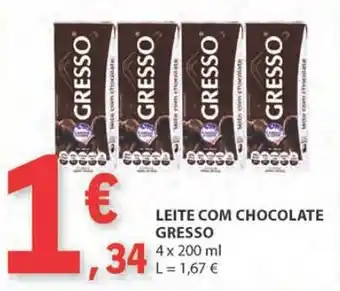 E.Leclerc LEITE COM CHOCOLATE GRESSO 4x200ml promoção