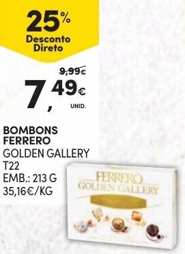 Continente Bombons Ferrero Golden Gallery 213g promoção