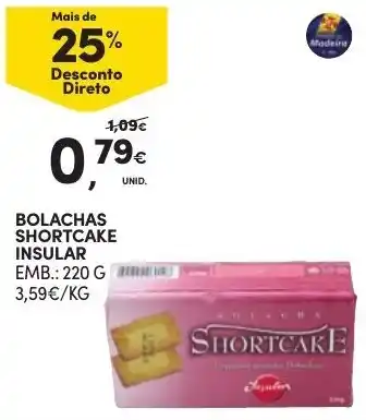 Continente Bolachas Shortcake Insular Cacau 220g promoção