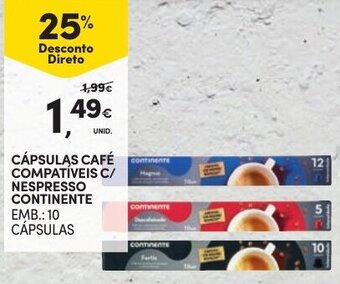 Continente Cápsulas Café Compatíveis c/Nespresso Continente 10 cápsulas promoção