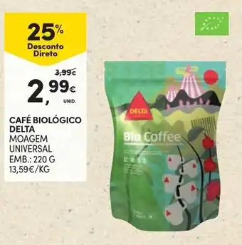 Continente Café Biológico Delta Moagem Universal 220g promoção