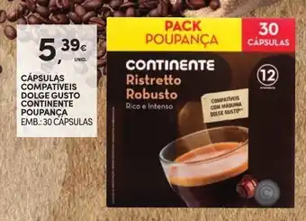Continente Cápsulas Compatíveis Dolce Gusto Continente Poupança 30 cápsulas promoção
