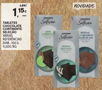 Tabletes Chocolate Continente Seleção 100g