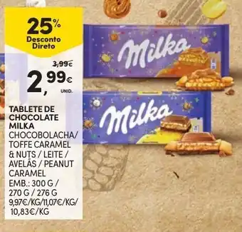 Continente Tablete de Chocolate Milka 270g/276g/300g promoção