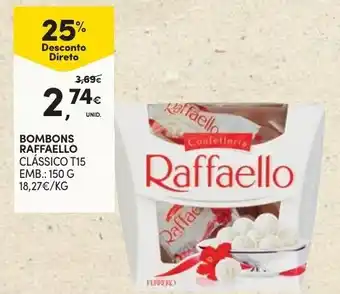 Continente Bombons Raffaello Clássico T15 150g promoção