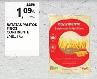 Continente Batatas Palitos Finos Continente 1kg promoção