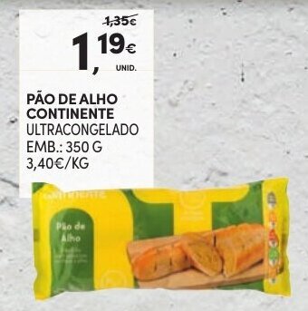 Continente Pão de Alho Continente 350g promoção