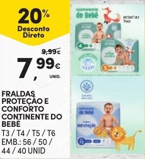 Continente Fraldas Proteção e Conforto Continente do Bebé promoção