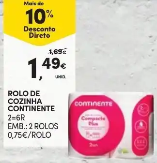 Continente Rolo de Cozinha Continente 2 rolos promoção