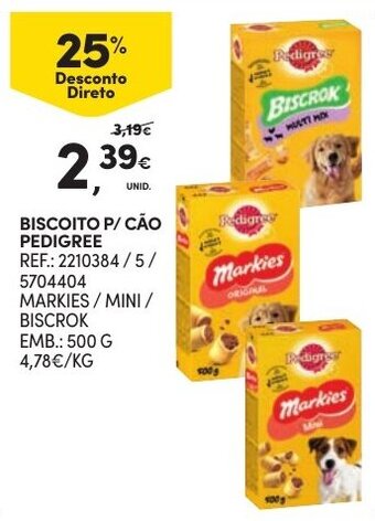 Continente Biscoito p/Cão Pedigree 500g promoção