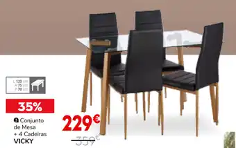 Conforama Conjunto de Mesa + 4 Cadeiras Vicky promoção