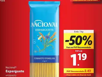 Lidl Nacional Esparguete Emb. 1kg promoção