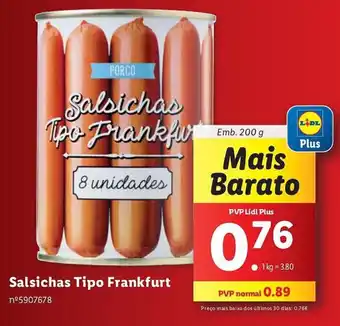 Lidl Salsichas Tipo Frankfurt Emb. 200 g promoção