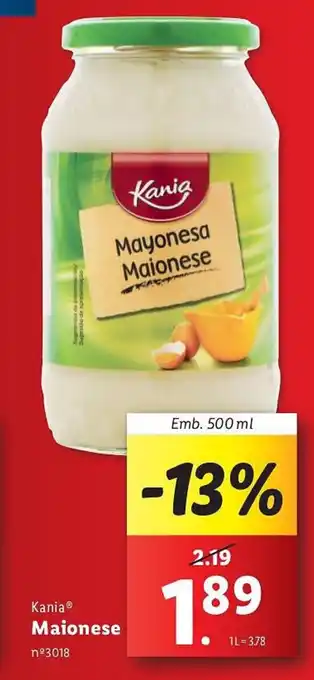 Lidl Kania Maionese Emb. 500 ml promoção