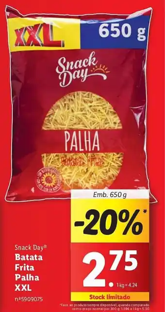 Lidl Snack Day Batata Frita Palha XXL Emb. 650 g promoção