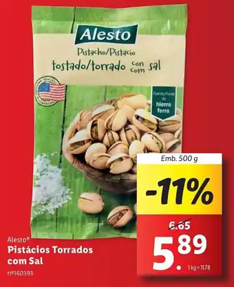Lidl Alesto Pistacho/Pistácio com Sal Emb. 500 g promoção