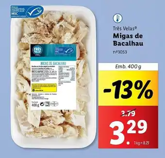 Lidl Três Velas Migas de Bacalhau Emb. 400 g promoção