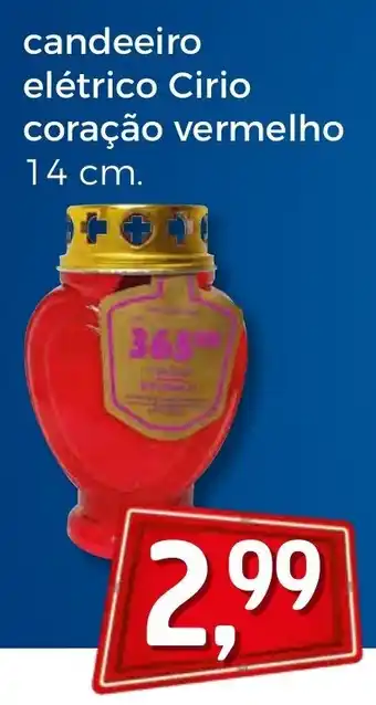 Candeeiro Elétrico Cirio Coração Vermelho 14cm