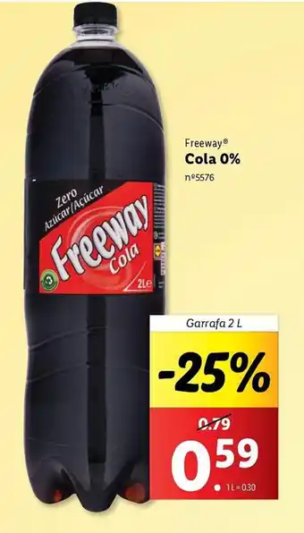 Lidl Freeway Cola 0% Garrafa 2 L promoção