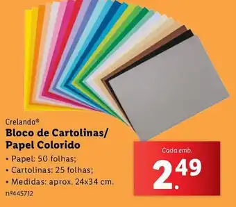 Lidl Crelando Bloco de Cartolinas/ Papel Colorido promoção