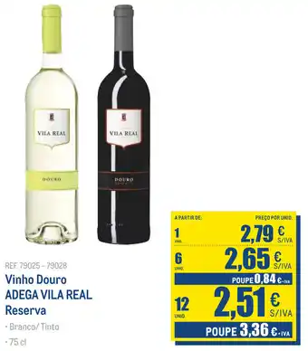 Makro Vinho Douro ADEGA VILA REAL Reserva 75cl promoção