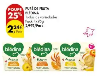 Pingo Doce PURÉ DE FRUTA BLÉDINA Pack 4x95g promoção