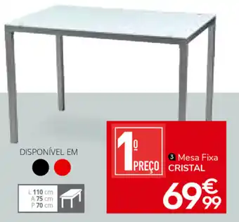 Conforama Mesa Fixa Cristal 110x75x70cm promoção