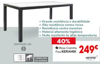 Conforama Mesa Cozinha Fixa Keramik 132x74x72cm promoção