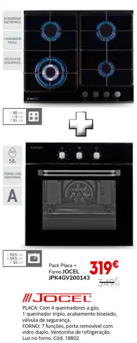 Conforama Pack Placa Forno Jocel JPK4GV200143 promoção