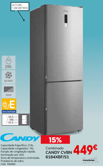 Conforama Combinado Candy CVBN 6184XBF/S1 promoção