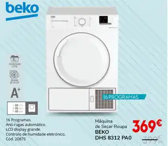 Máquina de Secar Roupa Beko DHS 8312 PA0