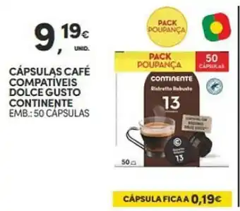 Continente CÁPSULAS CAFÉ COMPATÍVEIS DOLCE GUSTO CONTINENTE EMB: 50 CÁPSULAS promoção