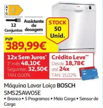 Auchan Máquina Lavar Loiça BOSCH SMS25AW05E promoção