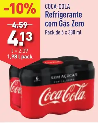 ALDI Coca-Cola Refrigerante com Gás Zero Pack de 6 x 330 ml promoção