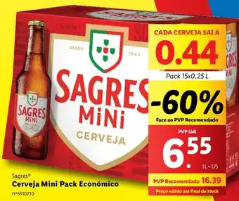 Lidl Sagres Cerveja Mini Pack Económico Pack 15x0,25 L promoção