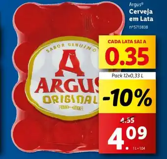 Lidl Argus Cerveja em Lata Pack 12x0,33 L promoção