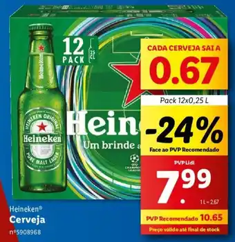 Lidl Heineken Cerveja Pack 12x0,25 L promoção