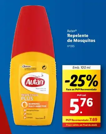 Lidl Autan Repelente de Mosquitos emb. 100ml promoção