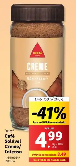 Lidl Delta Café Solúvel Creme/ Intenso n®5910054/ 5910057 promoção