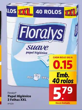 Lidl Floralys Papel Higiénico 2 Folhas XXL promoção