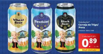 Lidl Perlenbacher Cerveja de Trigo/ Preta Cada lata 0,50 L promoção