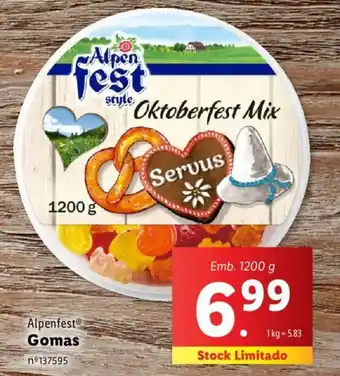 Lidl Alpenfest Gomas Emb. 1200 g promoção